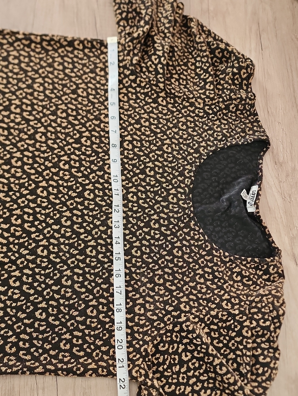 LOVE 83 3XL Leopard Shimmer Print Stretch Top Black Animal Print Short Sleeve - Picture 4 of 6